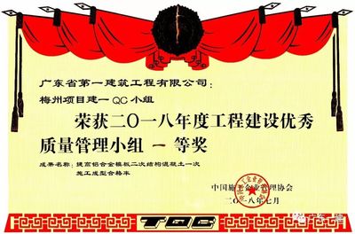 喜报:我司荣获 “2018年度工程建设质量管理小组活动优秀企业”等多个奖项